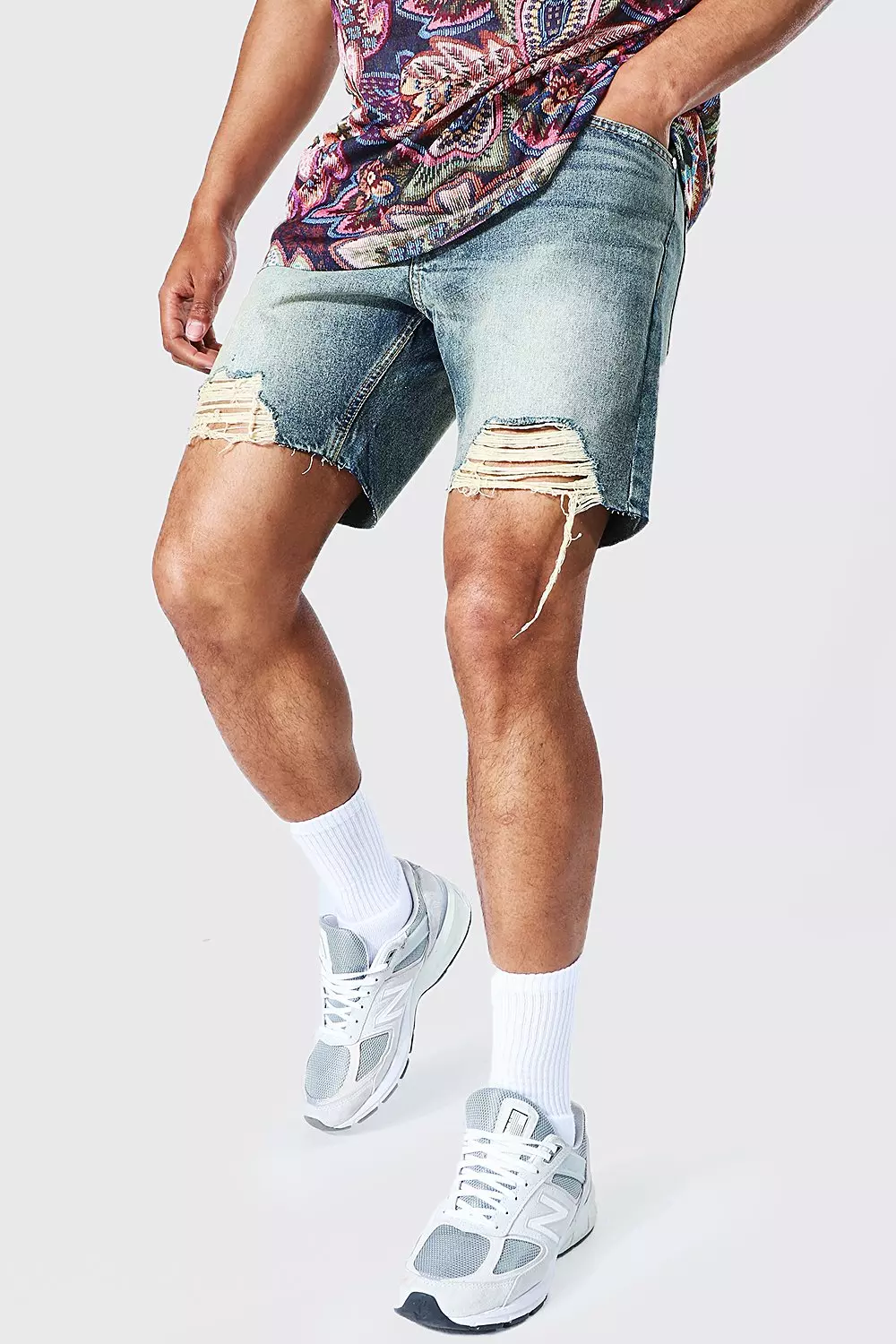 Extreme thigh rip denim hot sale shorts